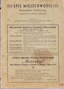 Spis miejscowości województwa poznańskiego z wyszczególnieniem gromady, gminy, powiatu, poczty, najbliższej stacji kolejowej i sądu. Alfabetyczny spis ulic miasta Poznania i wykaz okręgów, dzielnic i obwodów administracyjnych miasta Poznania.