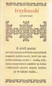 Irzykowski Karol - Aforyzmy. Wybór i wstęp Stefan Lichański. /Biblioteczka Aforystów/.
