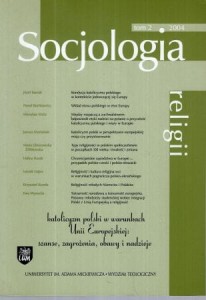 Socjologia religii. Tom 2, 2004. Katolicyzm polski w warunkach Unii Europejskiej: szanse i zagrożenia, obawy i nadzieje. Pod redakcją Józefa Baraniaka.