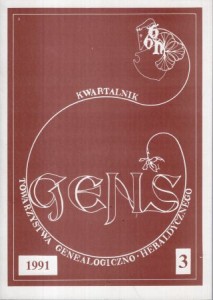 Gens. Kwartalnik Towarzystwa Genealogiczno - Heraldycznego. Rok 1991, 3.