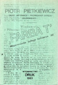  Pietkiewicz Piotr - Farba T. Wspomnienia byłego żołnierza AK. 