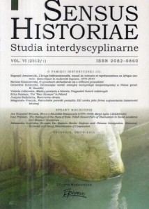 Sensus Historiae. Studia interdyscyplinarne. Vol. VI (2012/1).