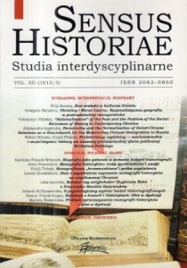 Sensus Historiae. Studia interdyscyplinarne. Vol. XII (2013/3).