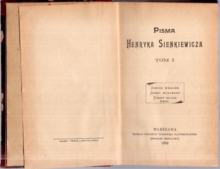 Sienkiewicz Henryk - Pisma. Tom I. Stary sługa. Hania. Szkice węglem. Janko Muzykant.jpg