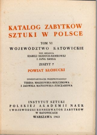 Katalog Zabytków Sztuki w Polsce. Tom VI. Województwo katowickie. Zeszyt 7. Powiat kłobucki.jpg
