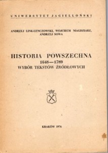 Link-Lenczowski Andrzej, Magdziarz Wojciech, Sowa Andrzej - Historia powszechna 1648-1789. Wybór tekstów źródłowych.