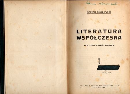 Szyjkowski Marjan - Literatura współczesna dla użytku szkół średnich.jpg