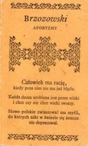 Brzozowski Stanisław - Aforyzmy. Wybór i słowo wstępne Andrzej Mencwel. /Biblioteczka Aforystów/.