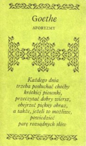 Goethe Johann Wolfgang - Aforyzmy. Wybrał, przełożył i wstępem opatrzył Stefan Lichański. /Biblioteczka Aforystów/.
