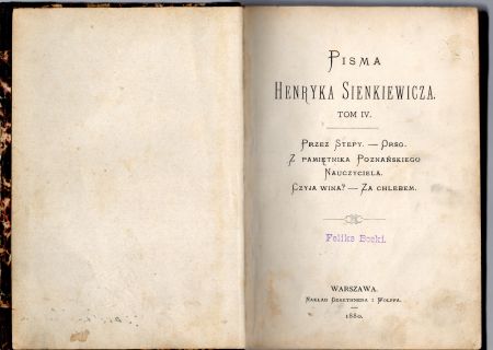 Sienkiewicz Henryk - Przez stepy. Orso. Z pamiętnika poznańskiego nauczyciela. Za chlebem. Czyja wina.jpg