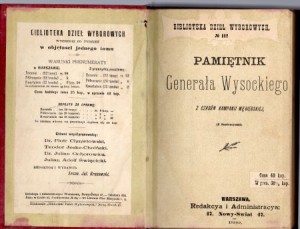 Wysocki Józef - Pamiętnik Generała Wysockiego z czasów kampanii węgierskiej. (Z ilustracyami). /Biblioteka dzieł wyborowych/.