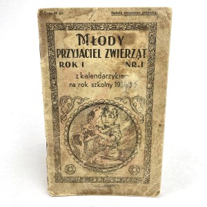 Młody przyjaciel zwierząt z kalendarzykiem na rok szkolny 1934/35.