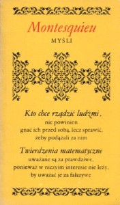 Montesquieu Charles-Louis de Secondat de - Myśli. Wybór i wstęp Leopold Gluck. /Biblioteczka Aforystów/.