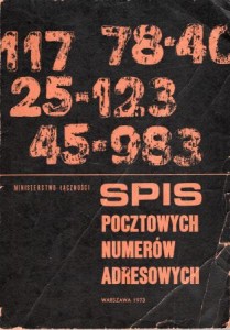 Spis pocztowych numerów adresowych.