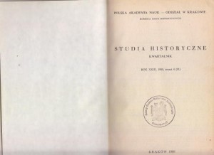 Studia Historyczne. Kwartalnik. Rok XXIII, 1980, zeszyt 4 (91)*