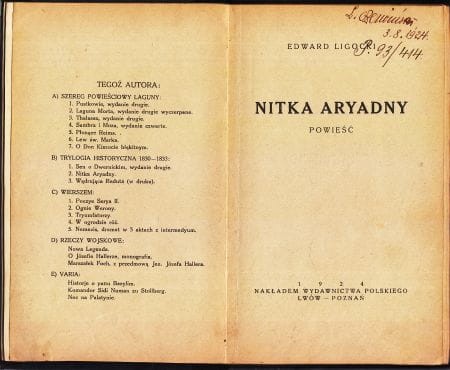 Ligocki Edward - Nitka Aryadny. Powieść.